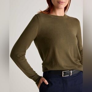 Quince olive green‎ lightweight sweater cotton cashmere blend size xs